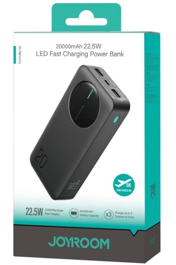 JOYROOM JR-PBF14 Pro 22.5W LED Fast Charging Power Bank 20000mAh (Black) product image