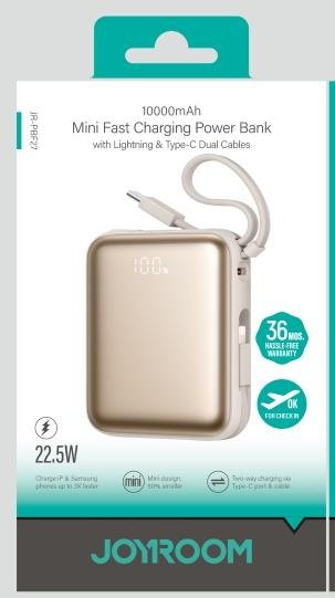 JOYROOM JR-PBF27 Pro 30W Power Bank with Built-in USB-C Cable 10000mAh (White) supplier product image