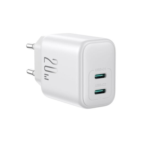 joyroom-jr-tcf12-20w-dual-usb-c-charger-eu-white JOYROOM JR-TCF12 20W dual USB-C wall charger white EU plug