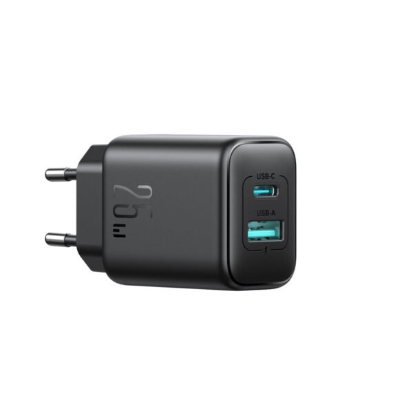 JOYROOM JR-TCF13 25W dual-port USB-C and USB-A charger black EU plug