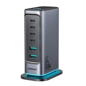 joyroom-jr-tcm02-65w-6-port-gan-desktop-charger-uk-dark-gray JOYROOM JR-TCM02 65W charger dark gray UK version