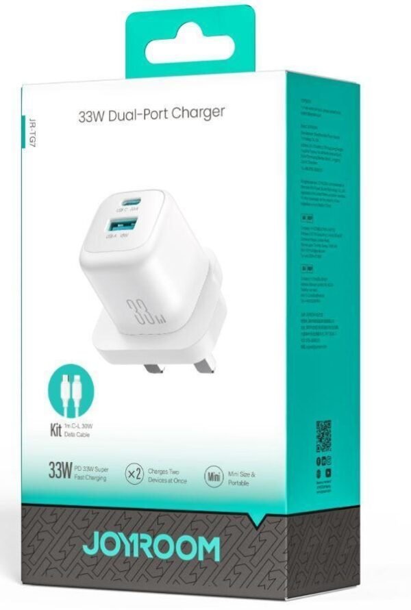 JOYROOM JR-TG7 33W GaN USB-C and USB-A Dual-Port Fast Charger (EU Plug) supplier product image