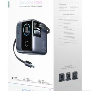 joyroom-jr-trd01-podix-140w-desktop-gan-charger JOYROOM PODIX JR-TRD01 140W 5-port desktop GaN charger dark gray US plug