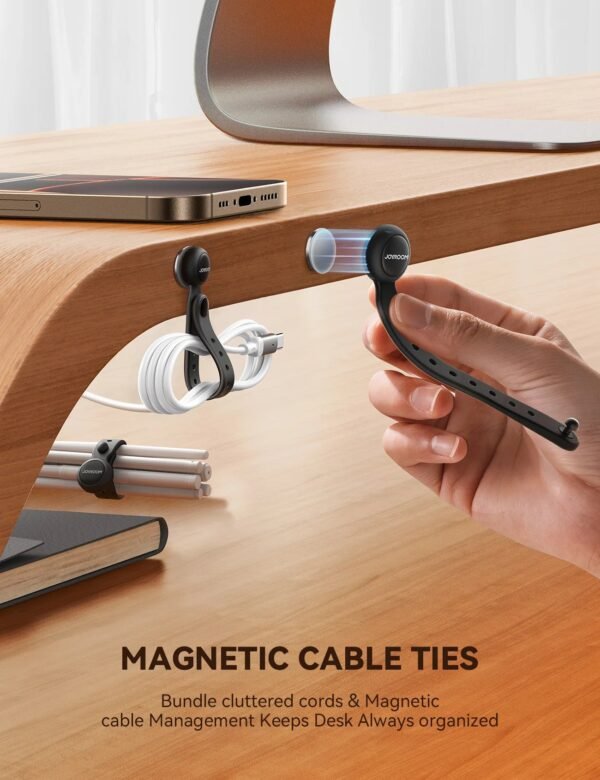 JOYROOM JR-ZS422 Magnetic Silicone Cable Ties — 6 Pieces (Black) supplier product image