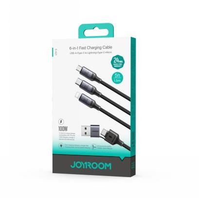 JOYROOM SA21-1T3 USB-C to Lightning + USB-C + Micro-USB cable in black