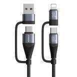 joyroom-sa37-2t2-cable JOYROOM SA37-2T2 USB-A + USB-C to Lightning + USB-C cable in black